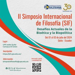 Afiche promocional del II Simposio de Filosofía: Desafíos actuales de Bioética y la Biopolítica